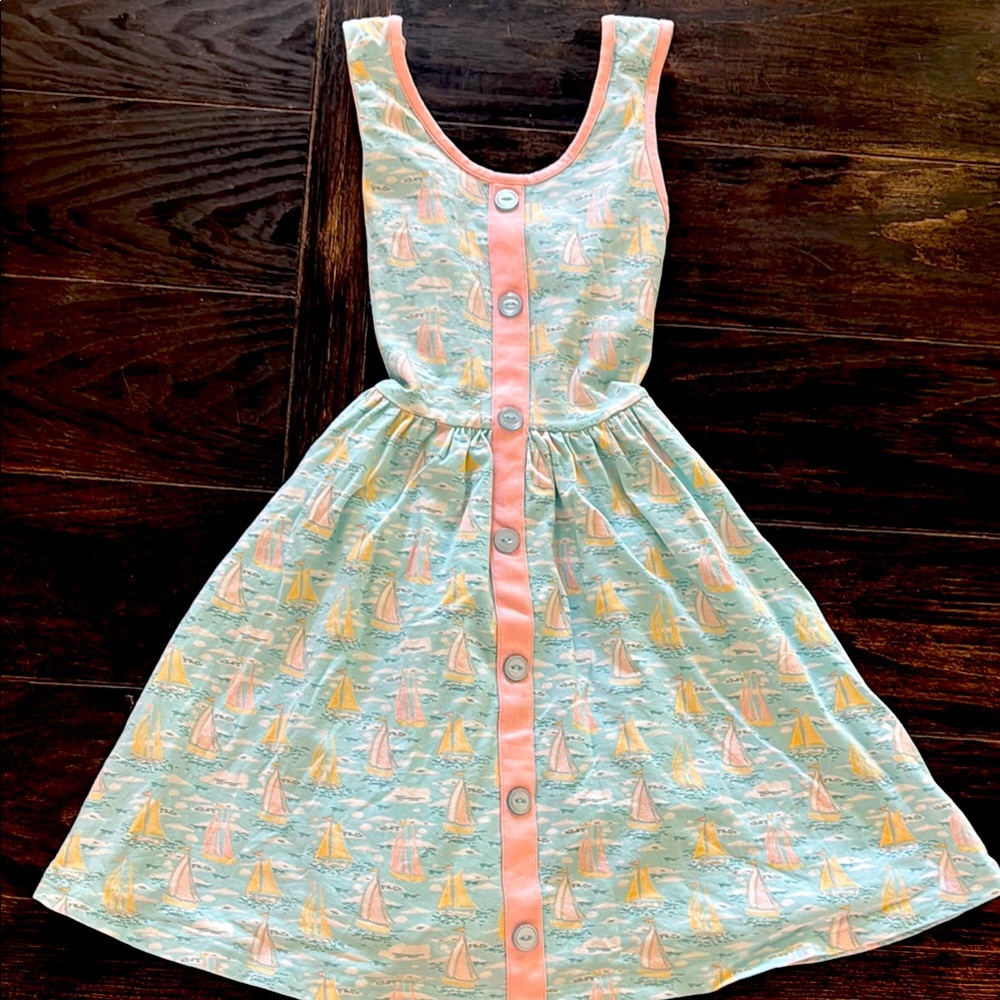 Sailboat Print Kids Dress - shrimp and grits kids